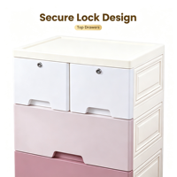 Nouvelle commode à 5 tiroirs en plastique rose et blanc pour le rangement des vêtements dans la chambre