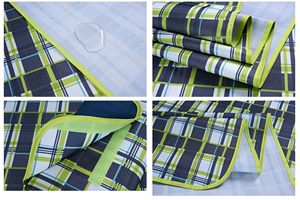 ผ้าห่มปิกนิกแบบพับได้สีฟ้าและสีเขียวลายตาราง 57"x71" ผ้าห่มแคมป์ปิ้งกลางแจ้งกันน้ำสำหรับเดินทางชายหาดเดินป่า - Product Image 5