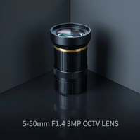 Lente Varifocal de 5-50 mm y 3MP con Montura CS, Iris Manual, Gran Apertura F1.4 para Visión Nocturna, Lente para Cámara CCTV