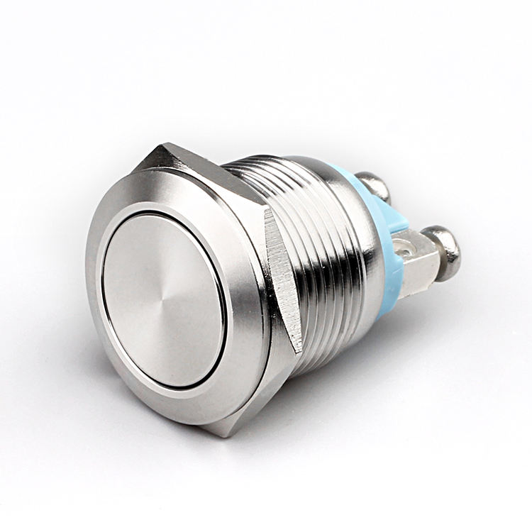 19MM Waterproof Flat Shape Screw Terminal Metal Push Button Switch