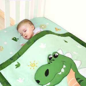 Juego de Ropa de Cama para Cuna de Bebé con Diseño de Dinosaurios, 4 Piezas, Incluye Edredón, Falda para Cuna, Sábana Ajustable y Funda de Almohada - Product Image 5