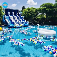 Glissière d'eau gonflable commerciale géante extérieure de maison de rebond de parc avec les jeux gonflables de parc aquatique de grande piscine pour des enfants adultes