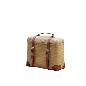 <b>Bamboo</b> Woven Tea Storage Basket 40x40x25cm Rectangle With Leather Straps For Tea Ceremony - Product Image 5