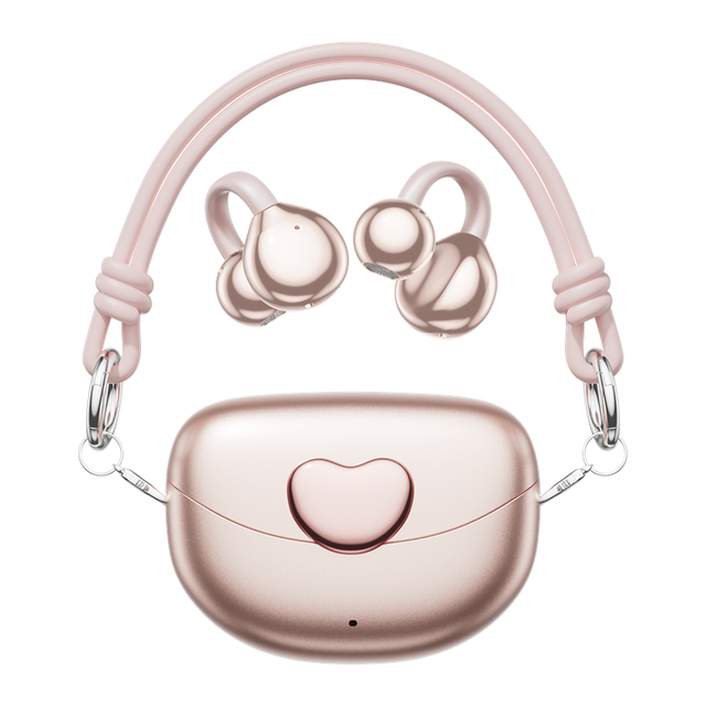 Small Bluetooth Earbuds Compact Waterproof Heart Shape Pearlescent Fashion Clip-on Wireless Earphones for Commuting/Traveling