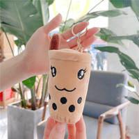 Porte-clés en peluche créatif en forme de tasse de thé au lait, petite poupée en peluche, breloque pour sac de mariage, jouet porte-clés