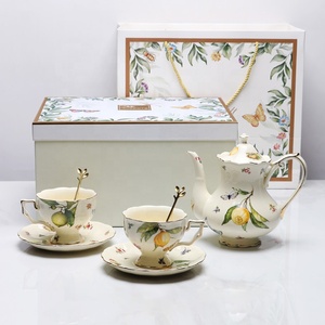 <b>Tea</b> <b>Sets</b> Lemon Patterned Porcelain Wholesale of European Europe Provided Coffee Cup Handmade Printed Ceramic European - Product Image 5