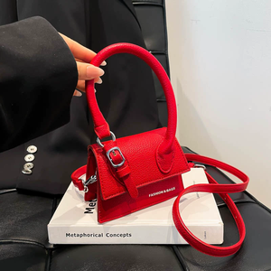 Borsa a Tracolla da Donna alla Moda con Patta in Pelle PU Piccola Borsa a Mano Borsetta Design Retrò con Chiusura a Cintura Borsa a Spalla da Donna di Lusso Tote a Mano - Product Image 4