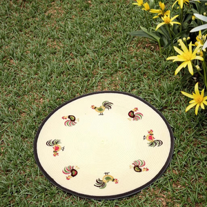 Tapete de Mesa Redondo de Plástico PP Tejido con Logotipo de Gallo Bordado Estilo Zen Asiático, Impermeable, No Tóxico, 32-38cm EM61, Logotipo de Gallo Bordado A - Product Image 1