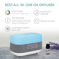 Diffuseur d'arômes d'huiles essentielles pures atomisées à deux fluides personnalisable avec haut-parleur Bluetooth, en plastique, pour usage domestique, contrôlé par application, lumière LED