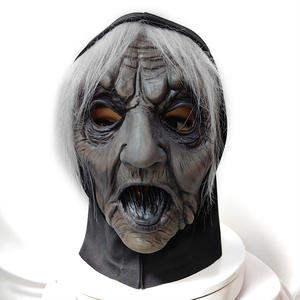 Venta caliente Halloween Horror Evil Old Witch Máscara de látex Realista Demonio Monstruo Pañuelo personalizado Mascarada ligera - Product Image 5