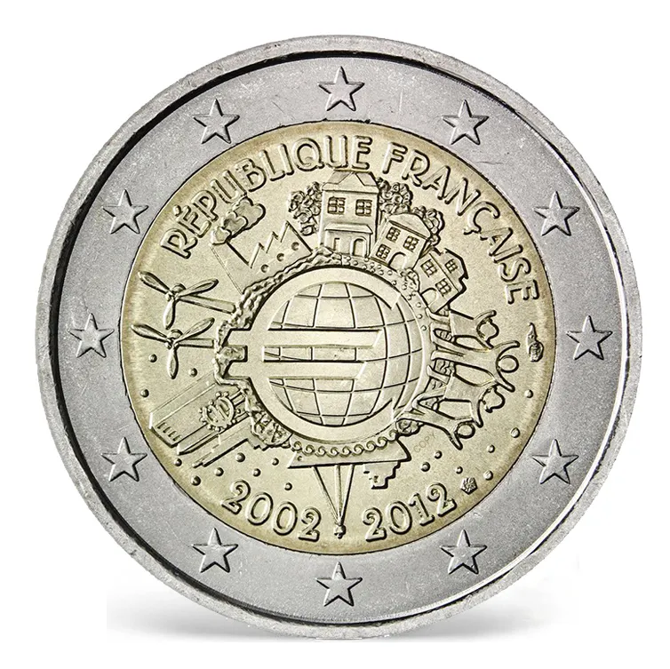 Nova lembrança promocional de metal 2 moedas de euro banhadas a dois tons da Europa