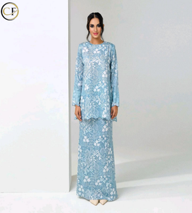 Thanh Lịch Đơn Giản Cắt Abyas Hồi Giáo Phụ Nữ Của Baju Kurung Ăn Mặc Mới Thiết Kế Bông <span class=keywords><strong>Kebaya</strong></span> Ren Thoáng Khí Truyền Thống Giản Dị <span class=keywords><strong>Kebaya</strong></span> - Product Image 3