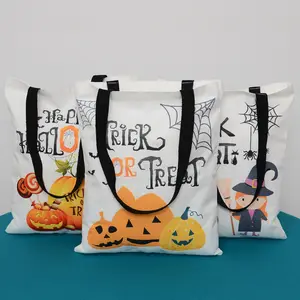 Toptan 36x44cm cadılar bayramı kabak Tote çanta Trick or Treat hediye çocuklar cadılar bayramı şekeri kanvas çanta