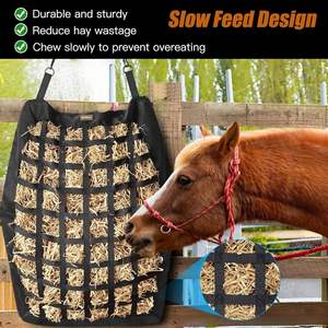 Échantillon gratuit : Mangeoire d'angle pour chevaux, sac à foin d'angle profond, sacs à foin grande capacité pour chèvres avec fond en maille et boutons-pression - Product Image 3