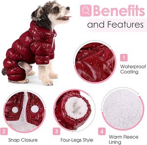Traje de Nieve Rojo para Perro, Impermeable/Resistente al Viento con Patas, MOQ 200, Color/Logotipo Personalizado - Product Image 3