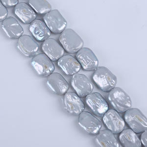 Perlas Barrocas Naturales de Agua Dulce de 14-16 mm, Color Gris Blanco, Perlas Sueltas con Orificio Pasante - Product Image 1