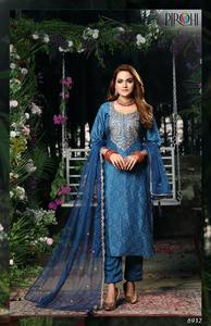 Vêtements ethniques indiens de bonne qualité, pantalon Kurti en mousseline de soie Pure Chanderi imprimé Bandhni avec fournisseur dupata de surathinde - Product Image 6