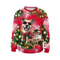 Pulls de Noël moches unisexes personnalisés OEM, tricotés, avec motif cerf brossé, pour couples, pour fêtes de fin d'année amusantes