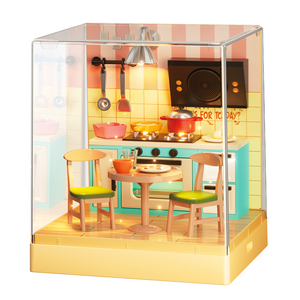 Maison miniature DIY, jouets de puzzle 3D, cuisine, blocs de construction en plastique assemblés, nouvelle éclairage, décoration intérieure, petite ville dans une grande ville - Product Image 1