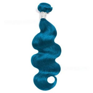 Perruque en dentelle bleu lac 4*4/13*4, cheveux humains ondulés bleus, en vrac, pouvant être permanentés - Product Image 2