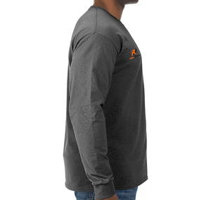 100% Cotton/Polyseter Solid Colors <b>Long</b> Sleeve T-Shirt for Men Custom Printing Dry Fit Full Sleeve Collarless Covered Button - Product Image 3
