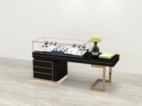 Vitrine de luxe pour montres, noire et or, avec trois tiroirs, base métallique, certifiée CE ETL, pour boutique de montres-bracelets