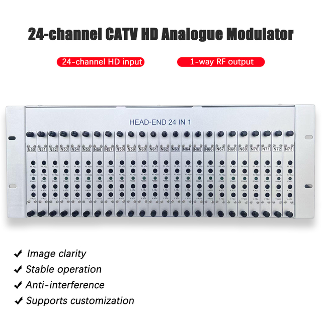16 24-channel CATV HD Analogue Modulator Hotel Factory TV Front-end Equipment HD to RF HD Modulator