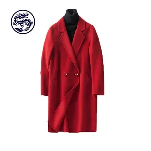 Jumlah Pesanan Minimal Kecil Gratis Sampel Harga Murah Mantel Wol Kustom Wanita Kualitas Tinggi Mantel Jas Hujan Merah Blazer