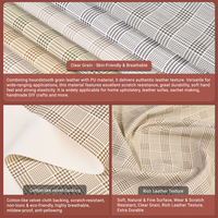 Tissu en cuir PU à motif pied-de-poule KEMERLIN, imperméable, résistant aux plis et à l'abrasion, pour bagages et canapés imprimés