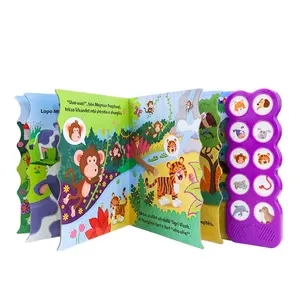Mukavva çocuk kitapları baskı renk müzik çocuk sesli kitap için basma düğmesi ile
