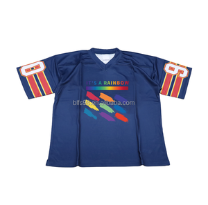 Camiseta de Jersey de Manga Corta con Cuello en V y Estampado de Arcoíris Azul para Hombre, con el Número 9 y 0 en las Mangas, Estilo Deportivo, Corte Regular - Product Image 5