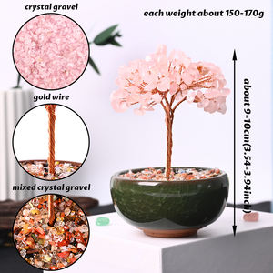 Best-Seller Alta Qualidade Natural Crystal Stone Cura Crystal Chips Árvore Com Cerâmica Bowl Base para Decoração - Product Image 5