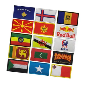 Ethiopia Moldova Kosovo Faroe Islands North Marston Montenegro Brunei Malta Somalia Sri Lanka Flag Hook Loop Embroidery Patch