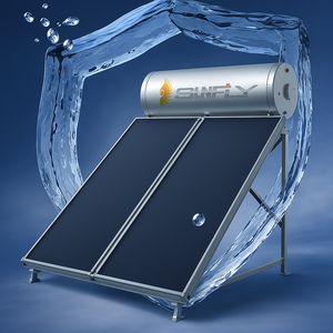 เครื่องทำน้ำอุ่นพลังงานแสงอาทิตย์ถังเคลือบ200L แผงจานโครเมียมสีฟ้าสำหรับน้ำพุร้อนพลังงานแสงอาทิตย์ - Product Image 1