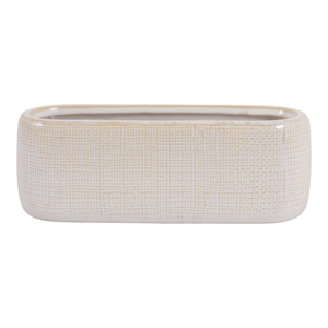 Vaso ovale in ceramica con applicazioni floreali per uso interno ed esterno - Product Image 4