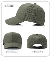 Gorra de Béisbol Deportiva Premium de 6 Paneles, Transpirable, con Orificios Cortados con Láser, Impermeable, de Secado Rápido, 100% Poliéster