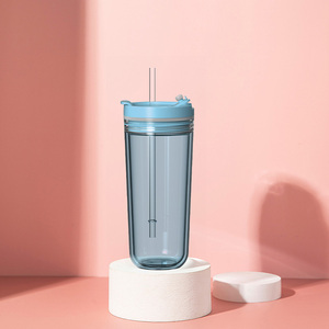 Gobelets de voyage en plastique à double paroi sans BPA de 20oz avec couvercle à double usage et pailles, nouvel arrivage - Product Image 6