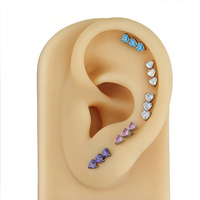 Mode fil interne bijoux 16G titane lèvre bijoux ASTM F-136 coeur CZ Zircon Labret corps Piercing bijoux