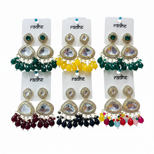 Jewelemarket chapado en oro multicolor Kundan piedra y cuentas pendientes colgantes accesorio de moda - Product Image 2