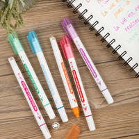 Mobee P-607500 6 pcs/set Stylo courbe multicolore à double pointe avec rouleau de gaufrage pour lettrage à la main et dessins artistiques