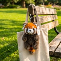 Peluche réaliste personnalisée de panda roux couché, jouet en peluche moelleux et duveteux, OEM ODM, logo et taille personnalisés, en coton PP doux