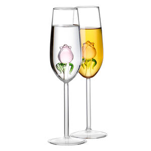 Nouveau Offres Spéciales! Tasses à Champagne personnalisées pour Festival de mariage, verres à vin étincelant Ins, gobelet en cristal, tasse à vin français avec Rose Dec - Product Image 2