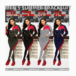 Ensemble de survêtement deux pièces léger et respirant à séchage rapide pour l'été, avec logo personnalisé, couleur unie, manches courtes, pantalon de jogging, tenue de plage - Product Image 2