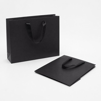 Sac de shopping en papier noir pliable avec poignées pour emballages de détail personnalisés, vêtements, cosmétiques, cadeaux et produits de marque
