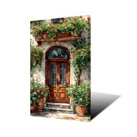 Toile murale numérique avec impression HD de fleurs autour de la porte, design personnalisé pour la décoration moderne de la maison