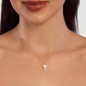 Milskye hip hop joyería 925 plata esterlina 18K chapado en oro pavé zirconia llave colgante mujeres clavícula cadena collar - Product Image 2