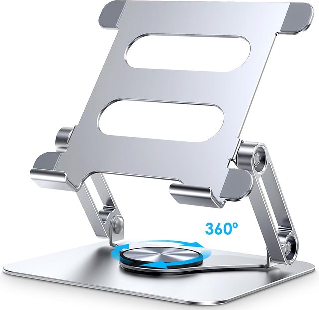 360° Rotating Base Foldable Aluminium Monitor Stand, Compatible with iPad Pro 9.7, 10.5, 12.9 Air Mini 4 3, Tab(4-13 Inch)