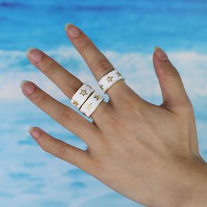 Mode Ewigkeit Versprechen Ring Gold gefüllt Weiß Emaille Star CZ Verlobung Ehering Ringe Frauen Männer Finger Party Schmuck - Product Image 4