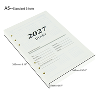 Recharges de calendrier A5 2027 – Planificateur mensuel, inserts pour classeur à 6 anneaux, feuilles mobiles lignées, bloc-notes pour agenda quotidien