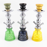 Ensemble de chicha métallique moderne et minimaliste arabe transfrontalier avec 2 tuyaux, comprenant des pipes à tige simple et double pour fumer la chicha dans les bars